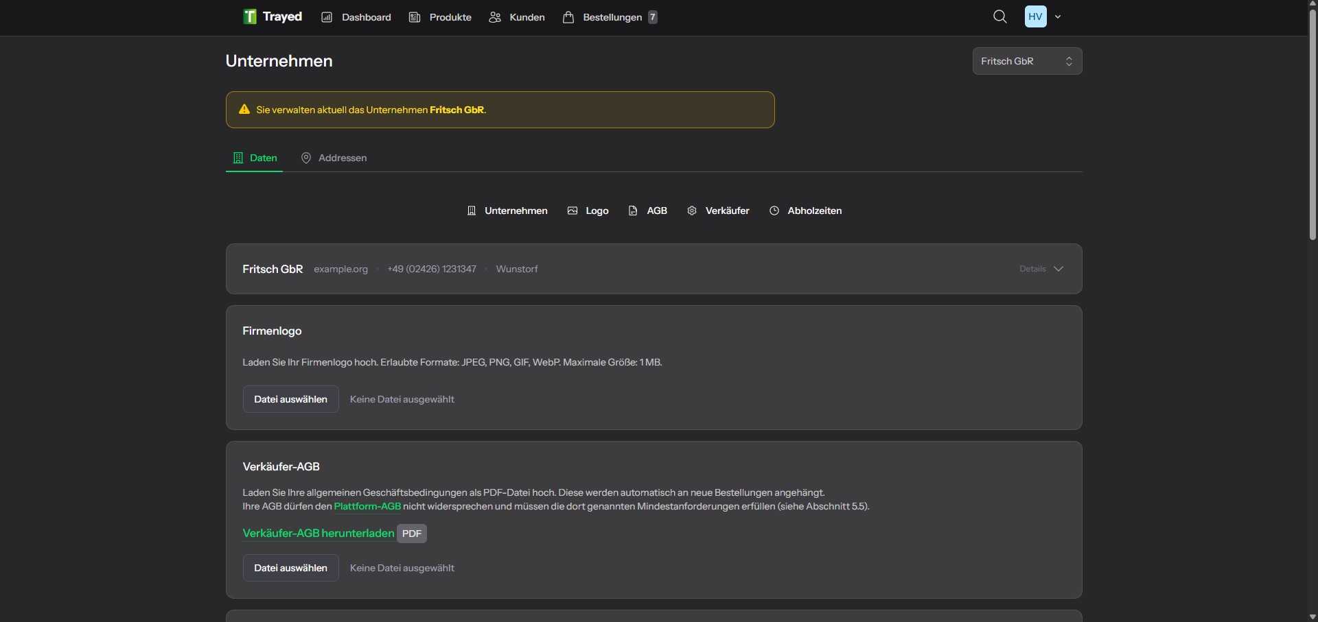Screenshot: Agent-Verwaltung