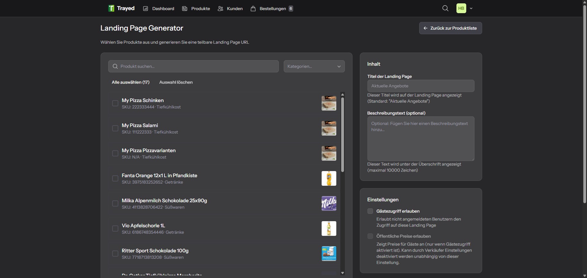 Screenshot: Landing Page Generator
