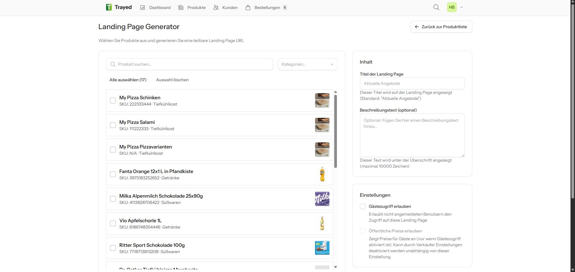 Screenshot: Landing Page Generator