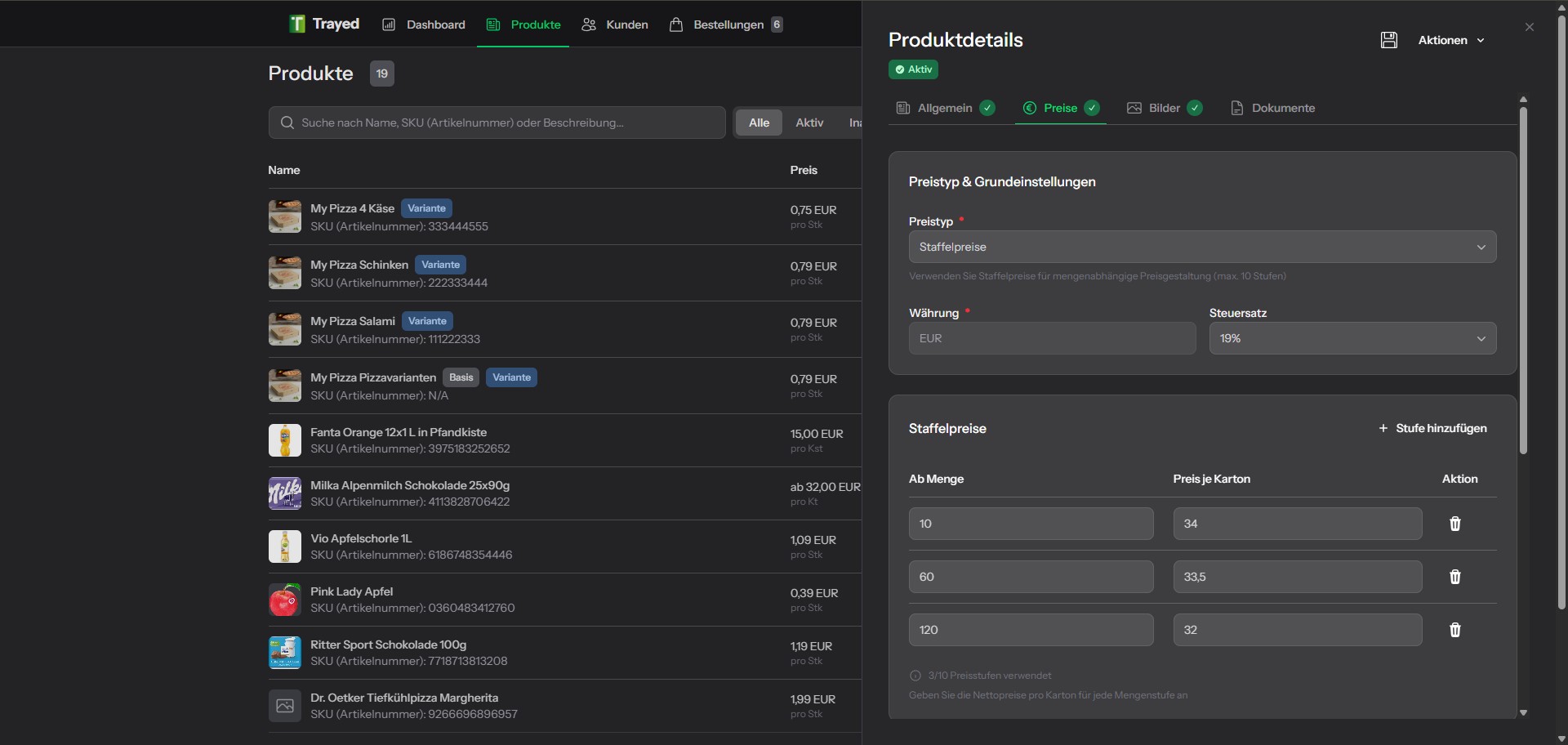 Screenshot: Staffelpreise
