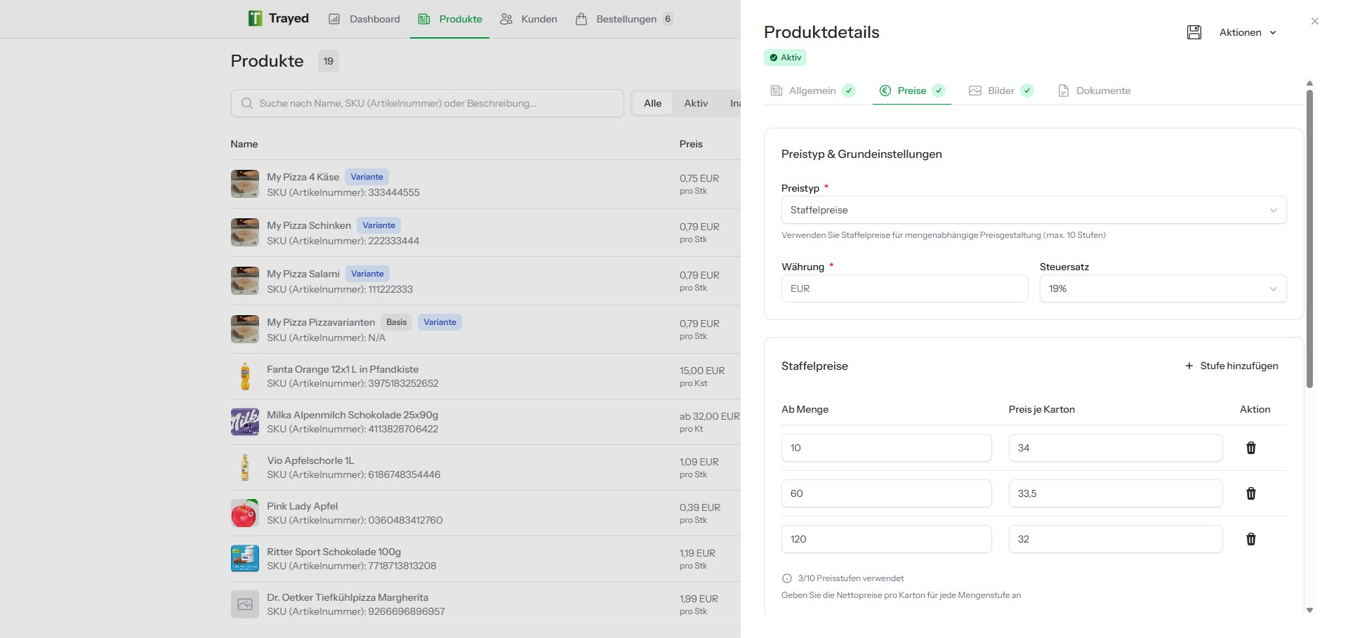 Screenshot: Staffelpreise