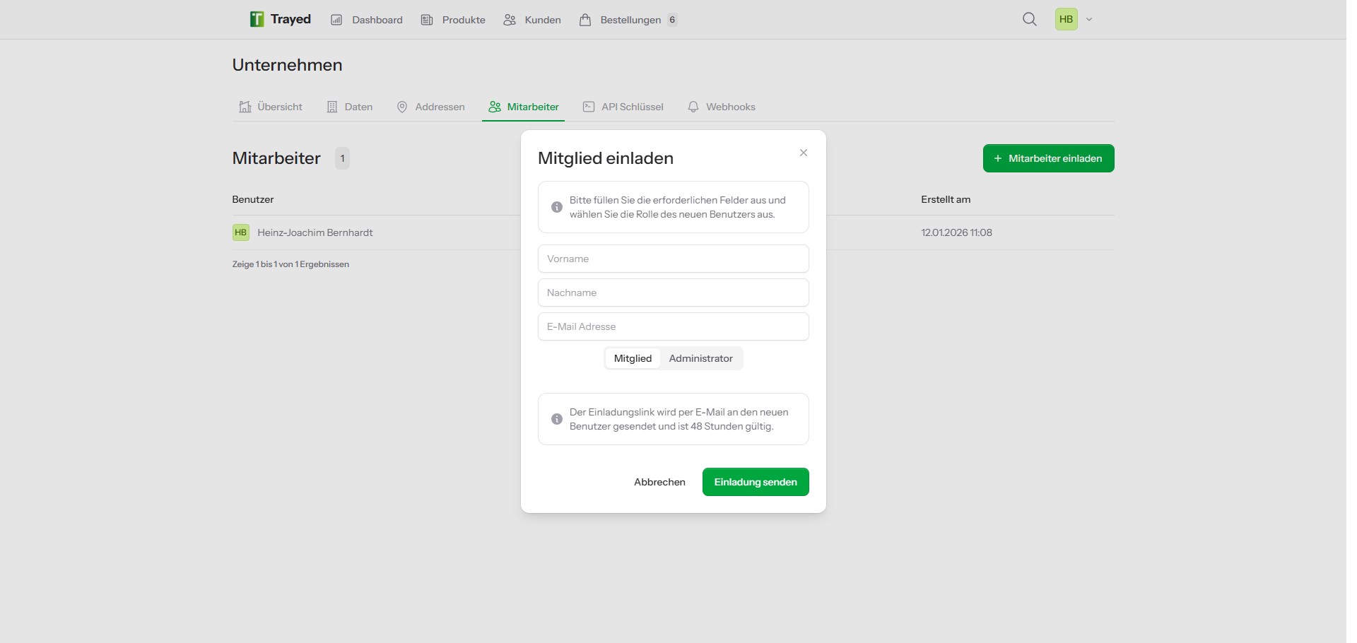 Screenshot: Benutzerverwaltung